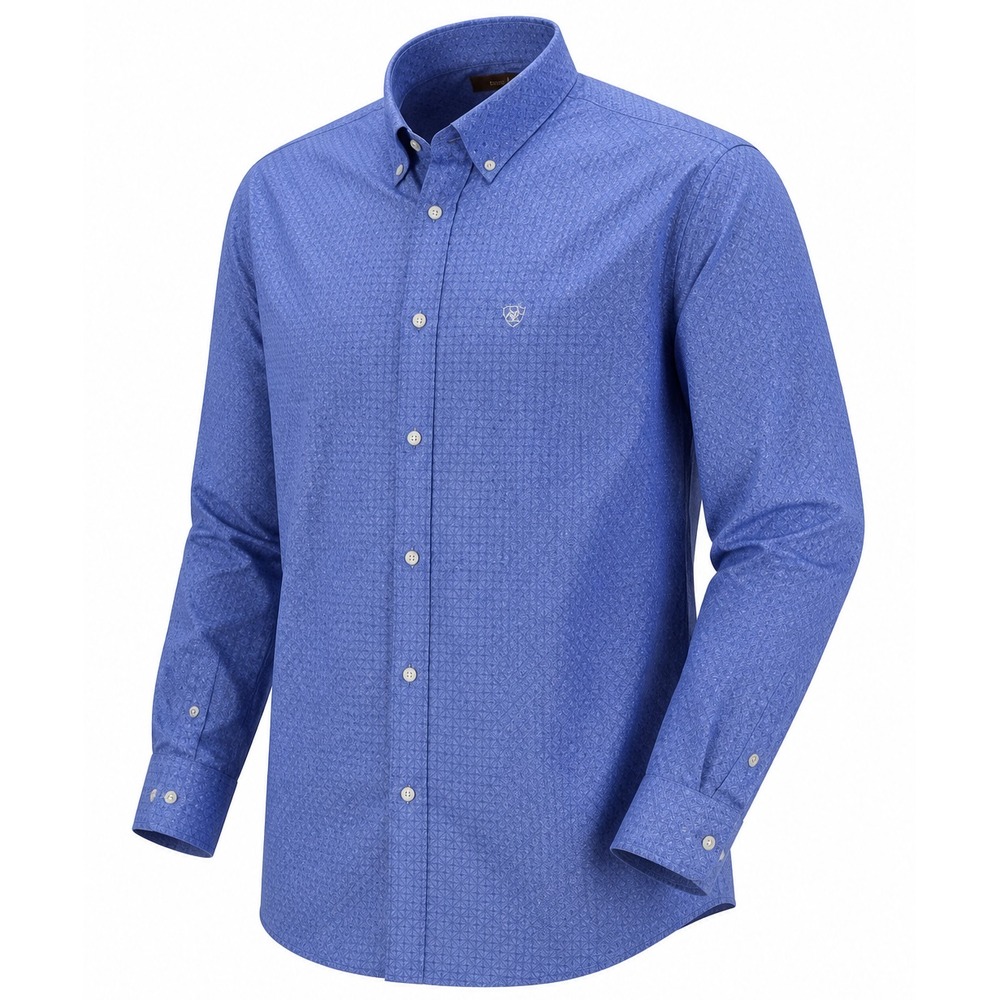 Ariat Mens Shirt Large Classic Fit Poka Dot Print LS Button Down